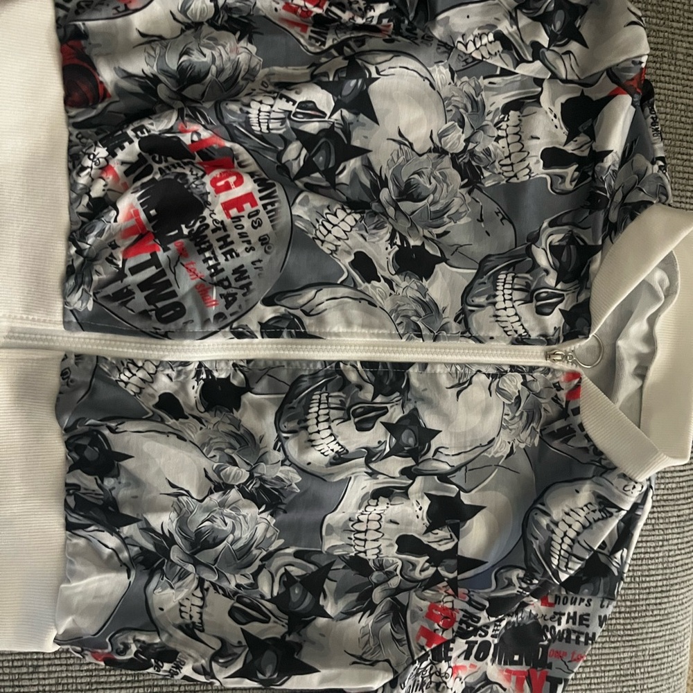Women's Graphic Skull Print Jacket Grey - Picture 10 of 10